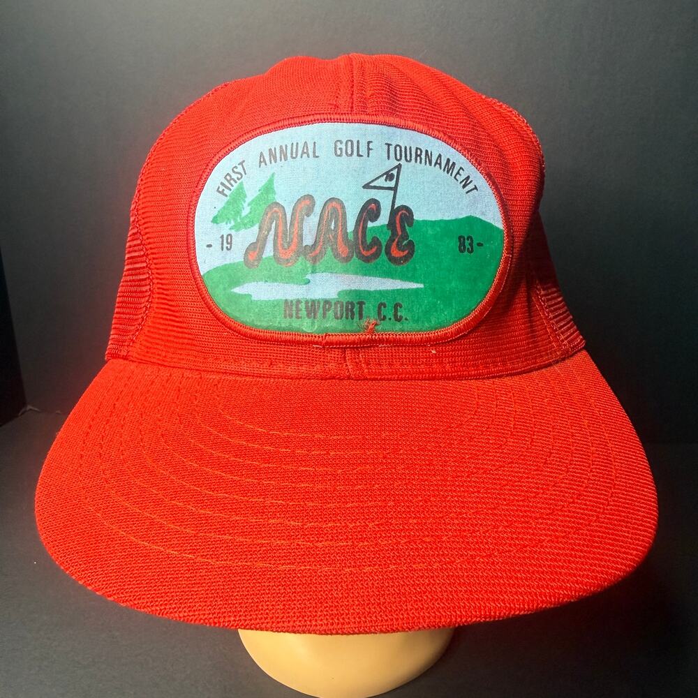 Vintage 1983 Golf Trucker Hat NACE Newport C.C. First Annual Golf Tournament